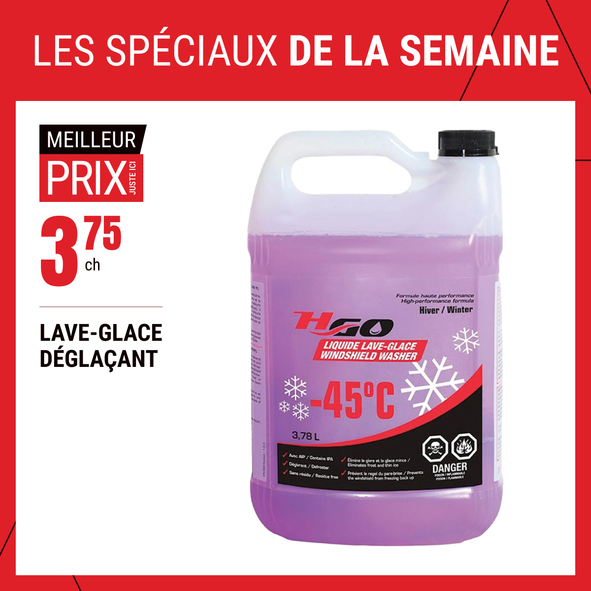 Meilleur prix sur le lave-glace déglaçant sélectionné !