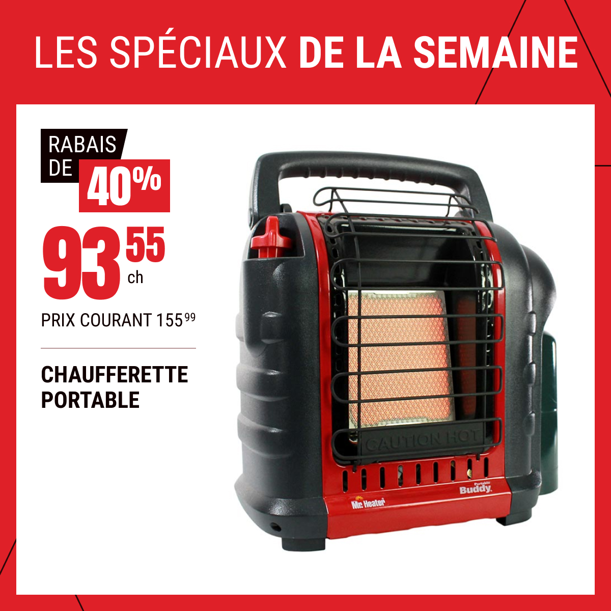 Rabais de 40 % sur la chaufferette portable sélectionnée !