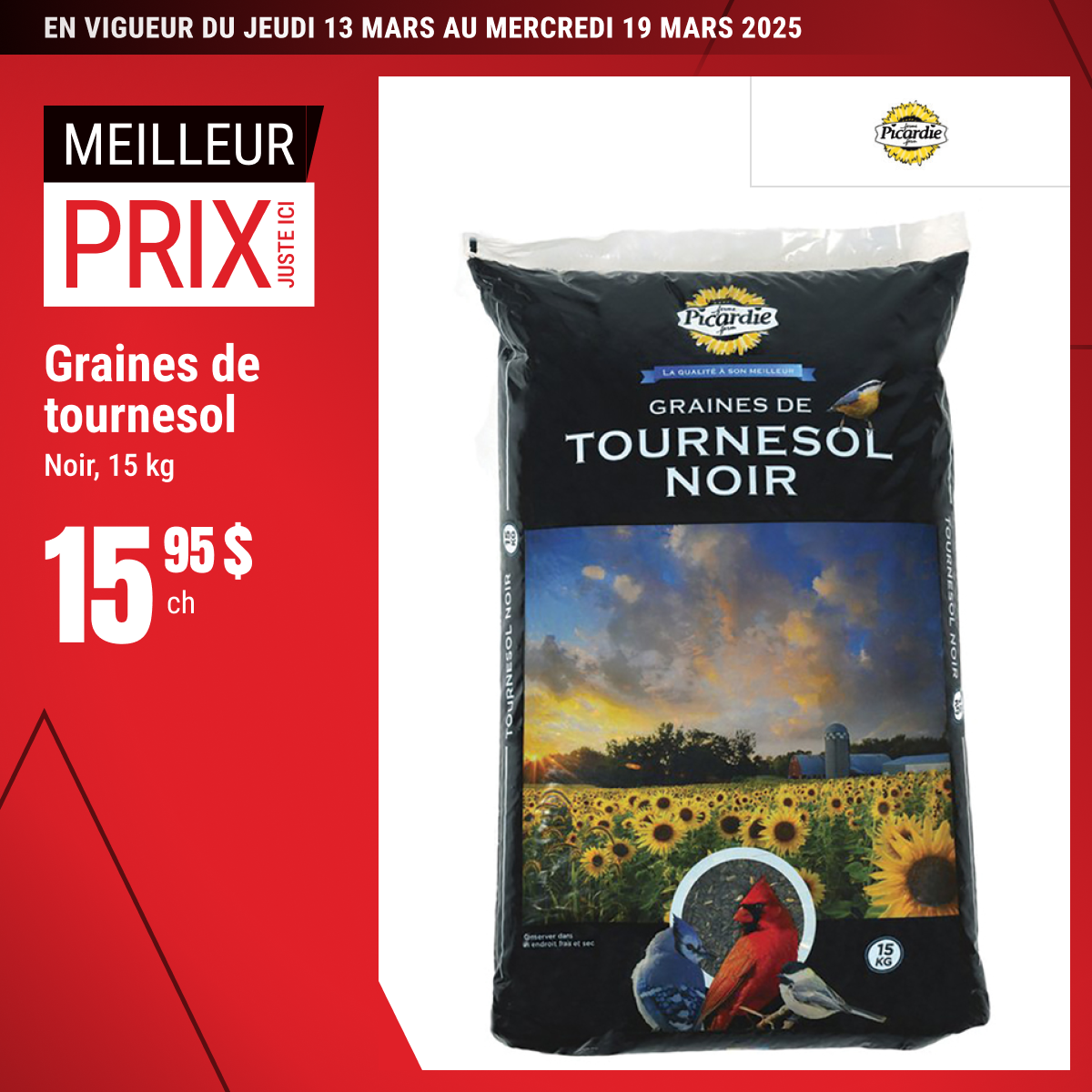 Meilleur prix sur les graines de tournesol 15 KG !